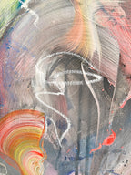 Abstract painting of a face with colorful brush strokes
