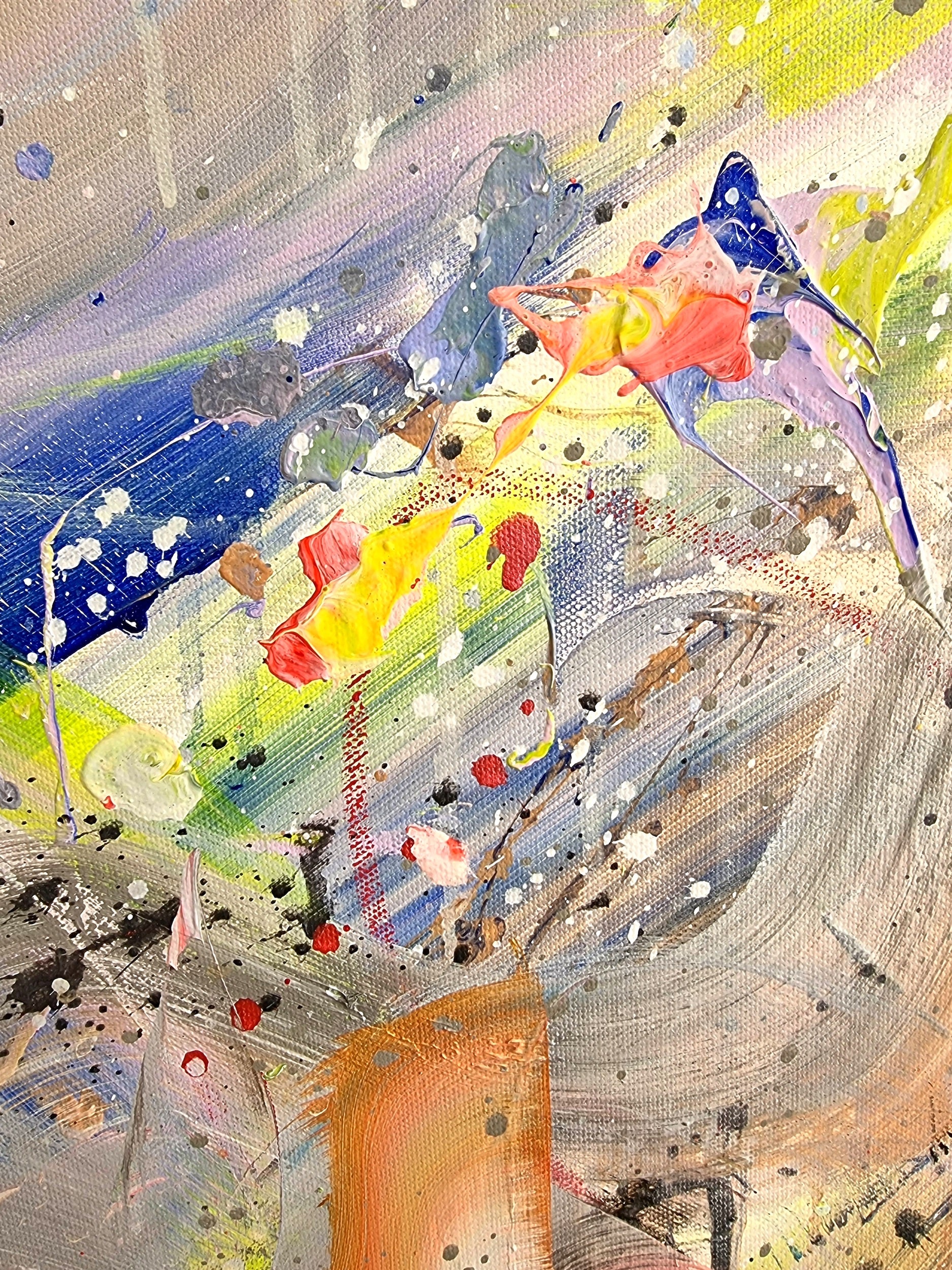 Abstract painting with vibrant colors and textures