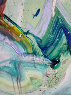 Abstract painting with vibrant colors and brush strokes