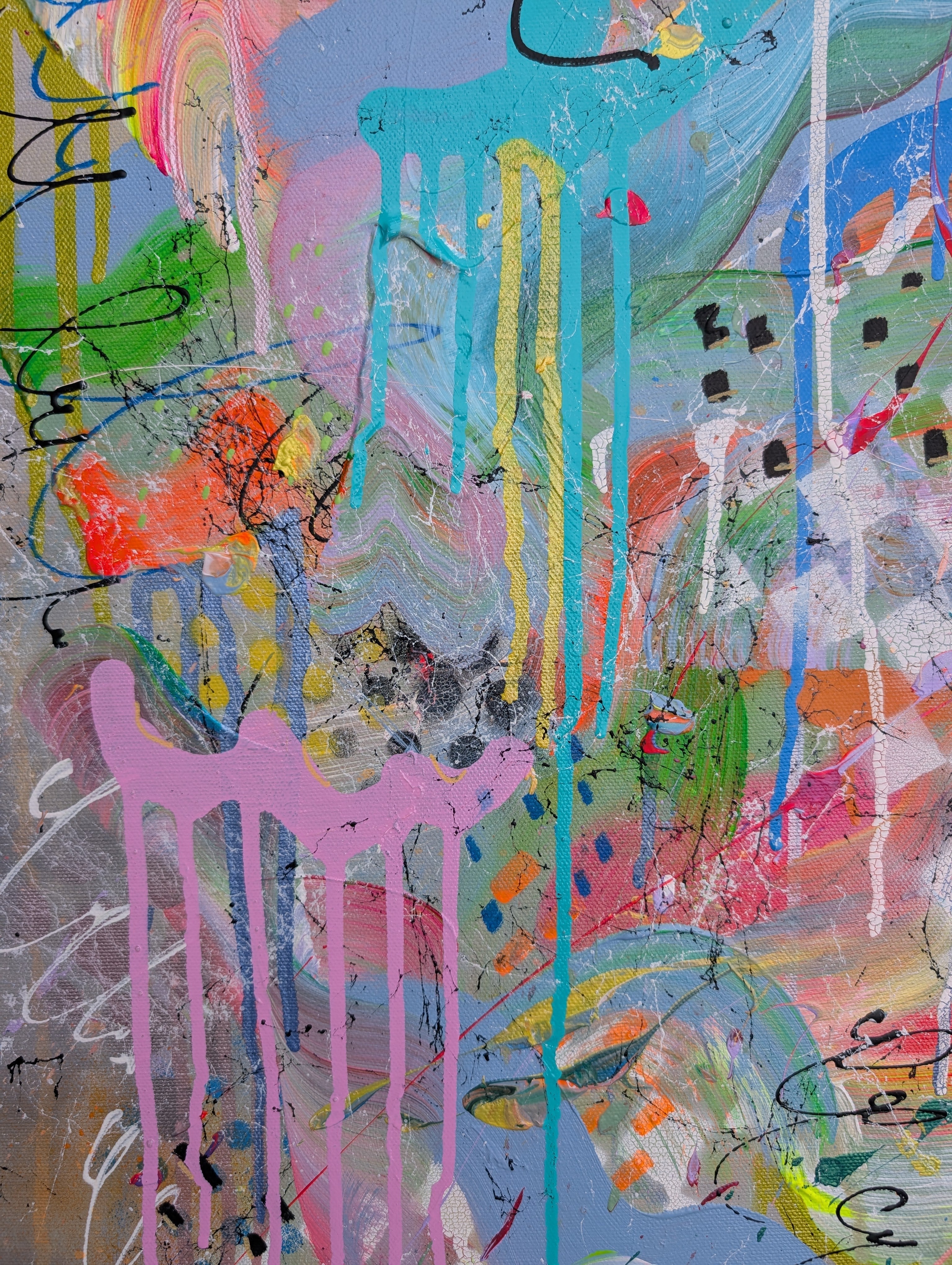 Abstract artwork with vibrant colours and dynamic shapes