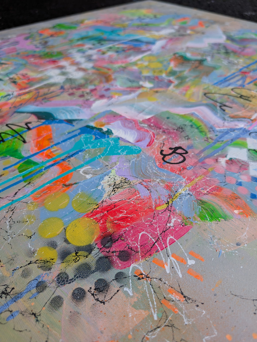 Colorful abstract art on a textured surface