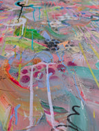 Abstract painting with vibrant colours and dynamic brush strokes
