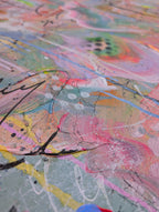 Abstract art with colourful brush strokes on a textured surface