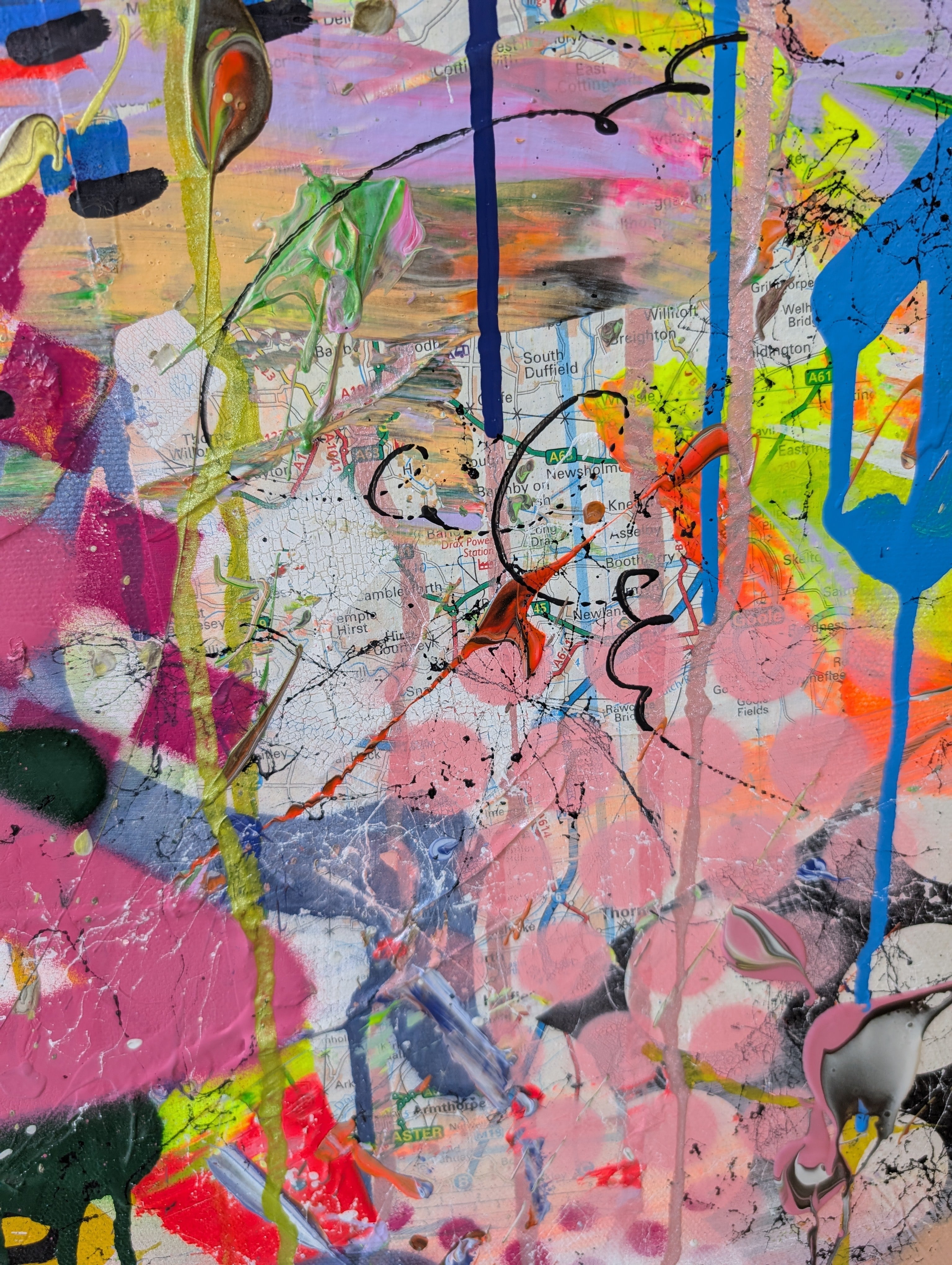 Abstract artwork with vibrant colours and textures