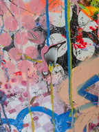 Abstract artwork with colourful splashes and patterns