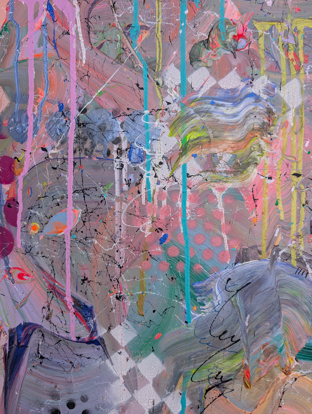 Abstract artwork with vibrant colors and textures