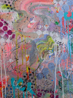Abstract artwork with vibrant colors and textures