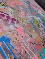 Abstract painting with a variety of colors and textures