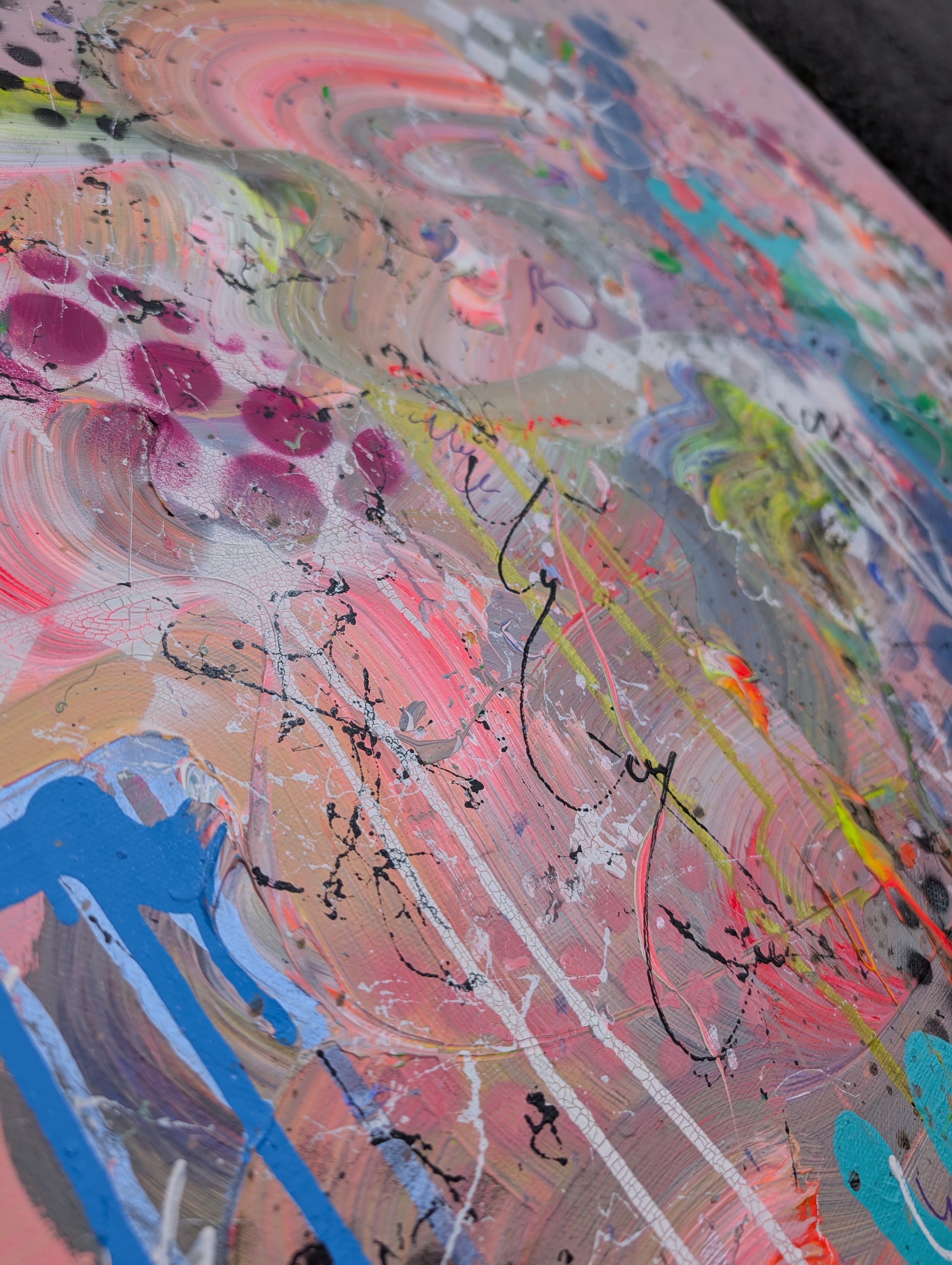 Abstract painting with a variety of colors and textures