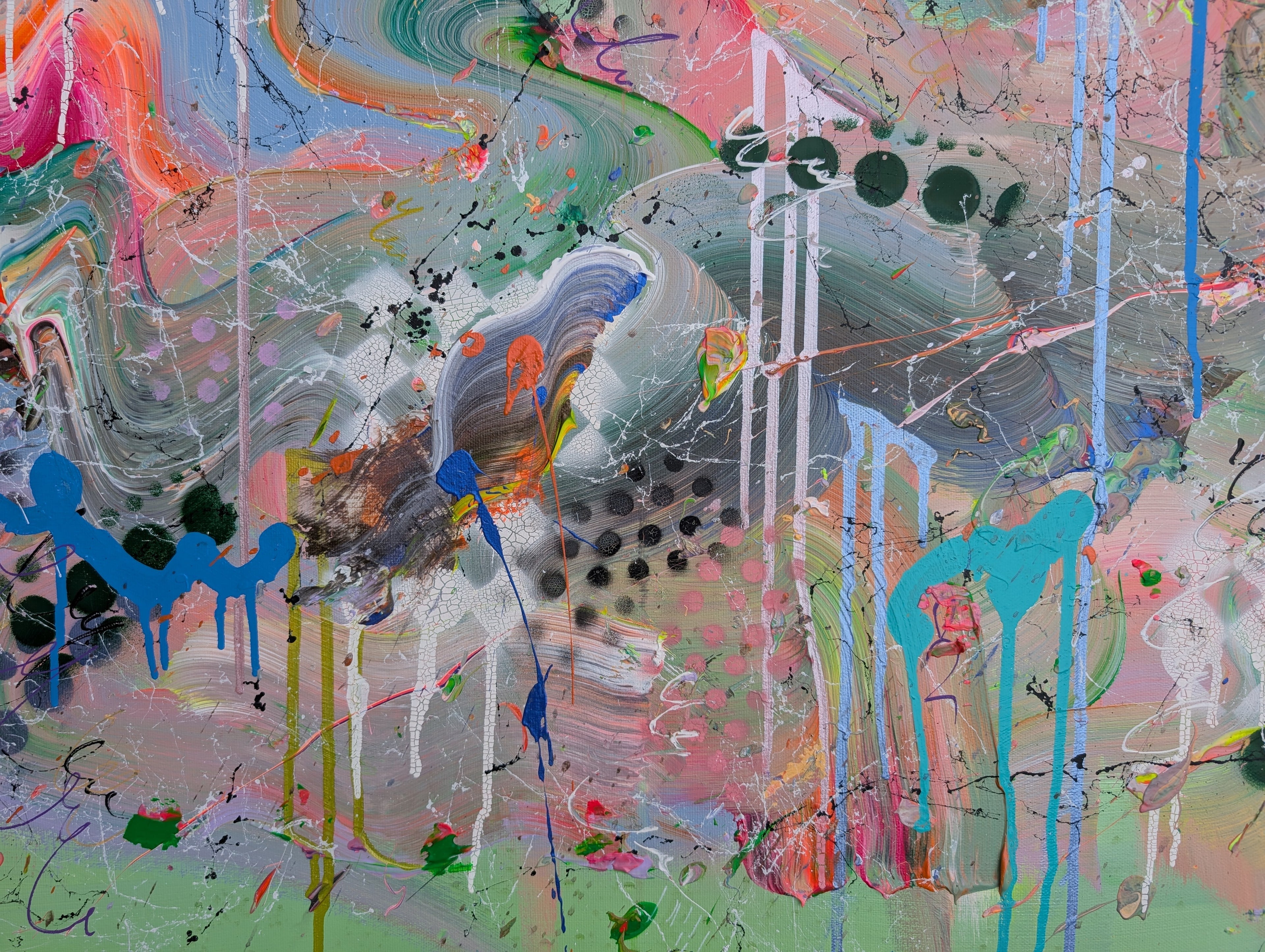 Abstract artwork with vibrant colors and textures